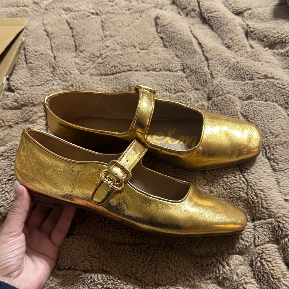 Sam Edelman Metallic Gold Mary Jane Loafers